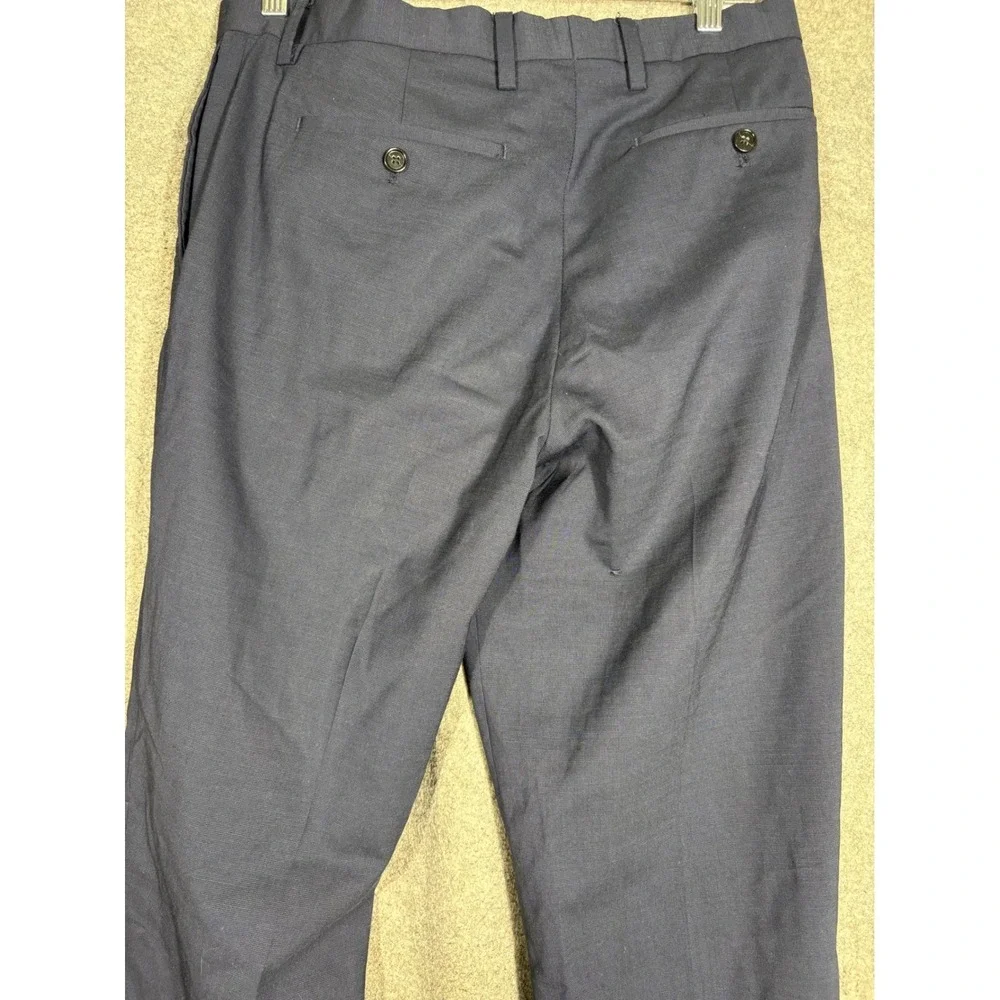 Banana Republic Slim Fit Navy Blue Stretch Wool Dress Pants Mens 32x34 Stain Res